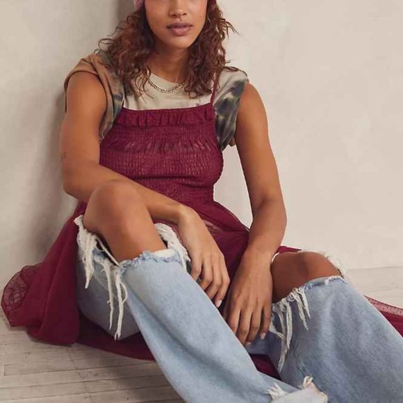 Free People Can't Stop Won't Stop Slip Dress - Burgundy, Size M - New Without Ta - Picture 1 of 1